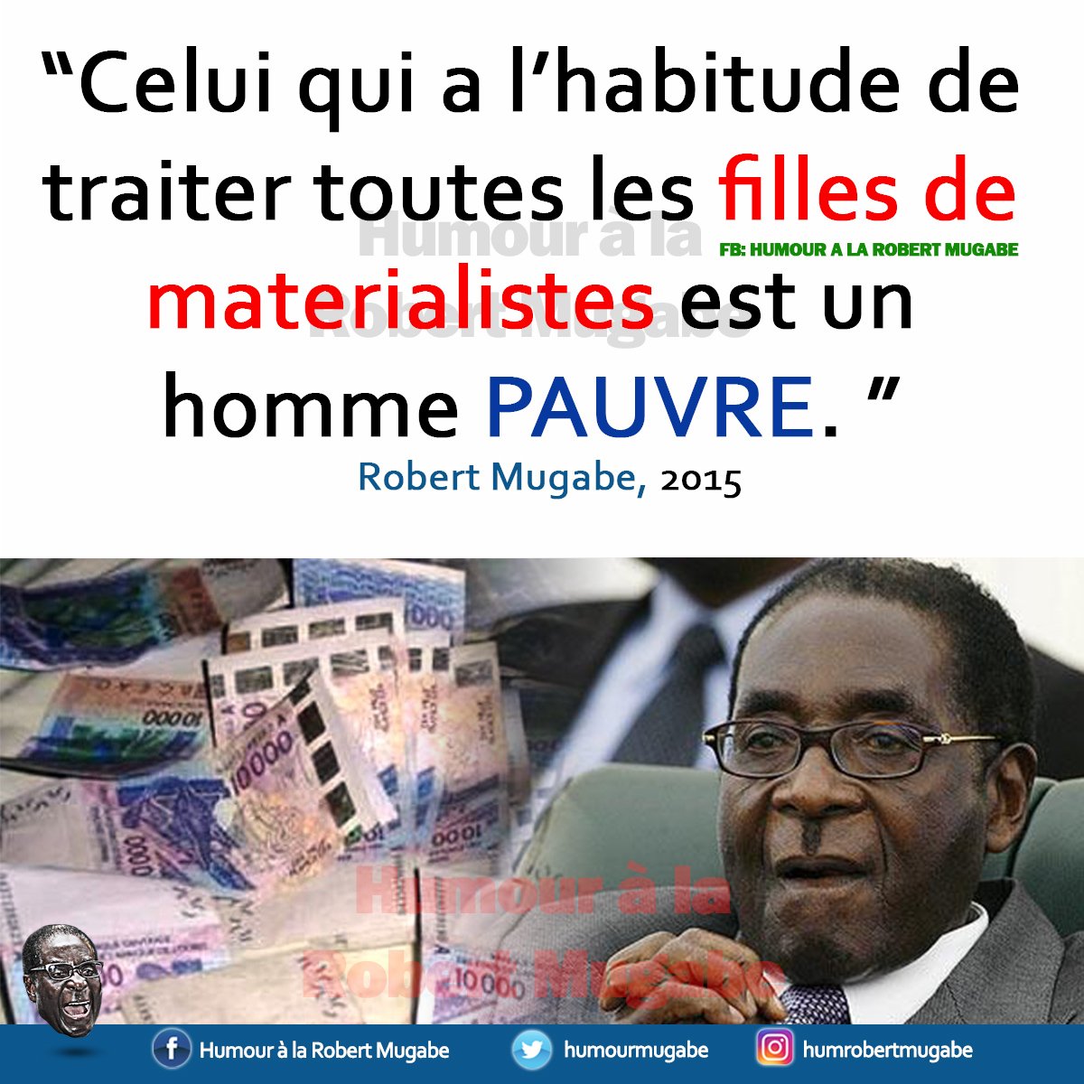 humourmugabe's tweet photo. Celui qui traite toutes les filles de materialiste est un homme pauvre ou avare https://t.co/B5Px53anLY