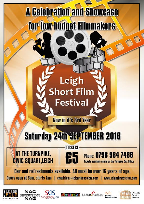 Leigh Short Film Festival
Saturday 24th September at the Turnpike Leigh
Tickets £5, Doors open 6pm!