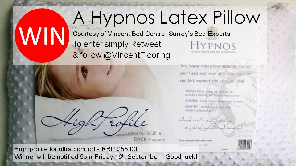 VincentFlooring's tweet photo. Competition time #WIN Luxury Hypnos Pillow. Simply follow &amp; retweet for a better night's sleep #Surrey #beds https://t.co/tJ8w4gZnwv