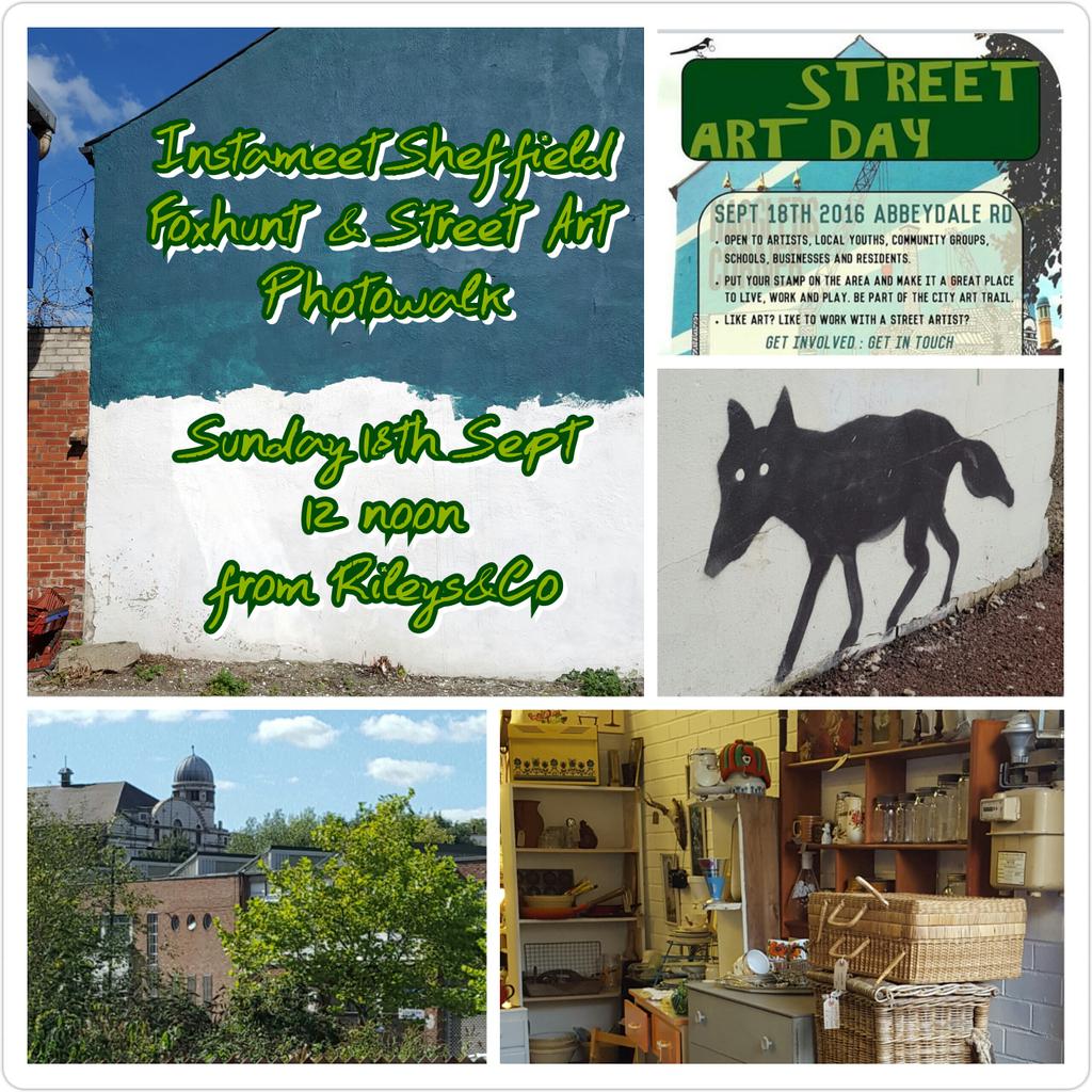 InstameetSheff's tweet photo. Foxhunt &amp; Street Art Photowalk Sunday Sheffield Antiques Quarter 18th Sept 12 noon from Rileys&amp;Co off Abbeydale Rd. https://t.co/G2eYIQmsRo