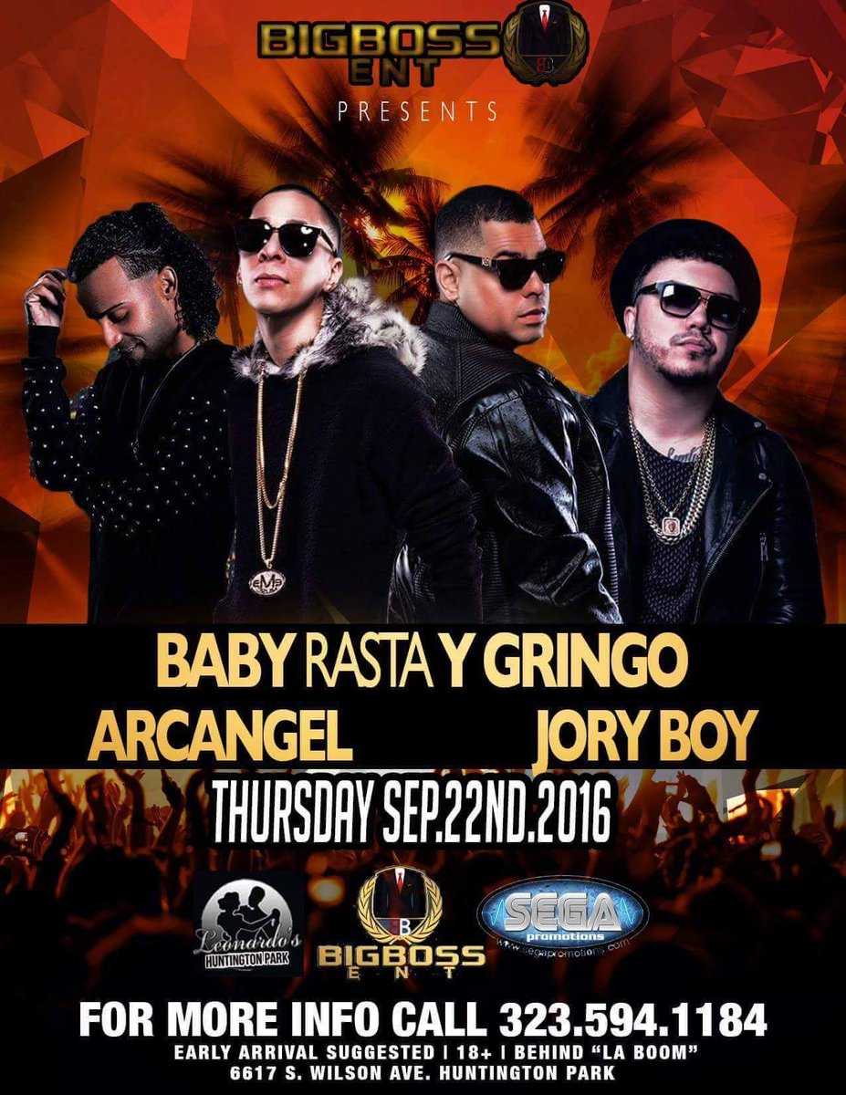 segapromotions's tweet photo. Llegan los más rankiados califas Y compra tixYA $35 GM/$50 VIP #BIGBOSSENT Y #SEGAPROMOTIONS JUEV 22 SEPT3235941184 https://t.co/zHK63RYInj