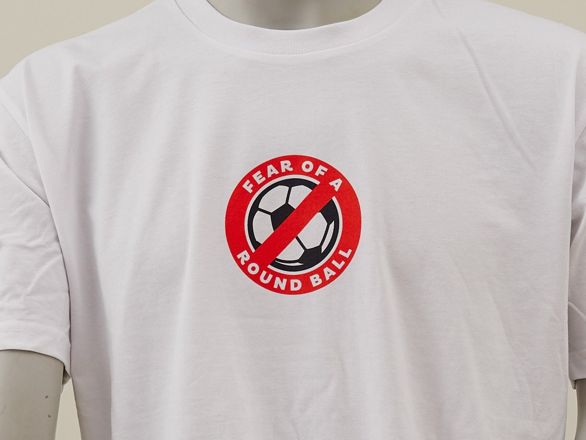 fearofroundball's tweet photo. First little run went quick, but more T-Shirts available - white only, black in about a week https://t.co/SDrkw4EMc8 https://t.co/iaIyzH91TQ