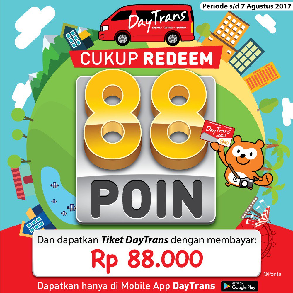 DaytransPromo's tweet photo. Mau tiket harga 88.000??
Just at mobile App Daytrans https://t.co/LjORv0NhVN