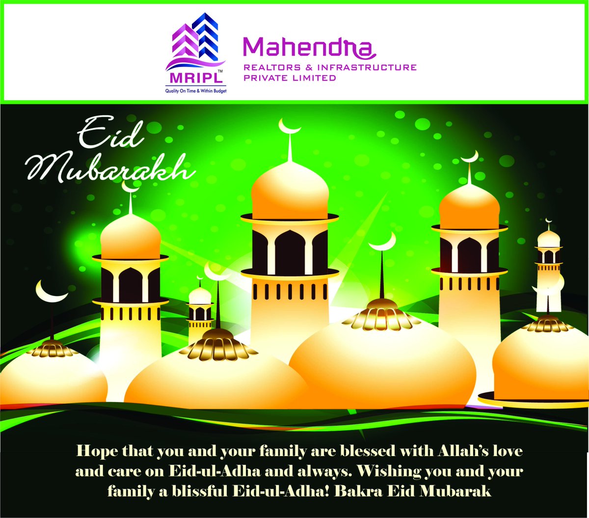 MriplIndia's tweet photo. Wishing you and your family a blissful Eid-ul-Adha! Bakra Eid Mubarak https://t.co/Yv6wOjzZmk