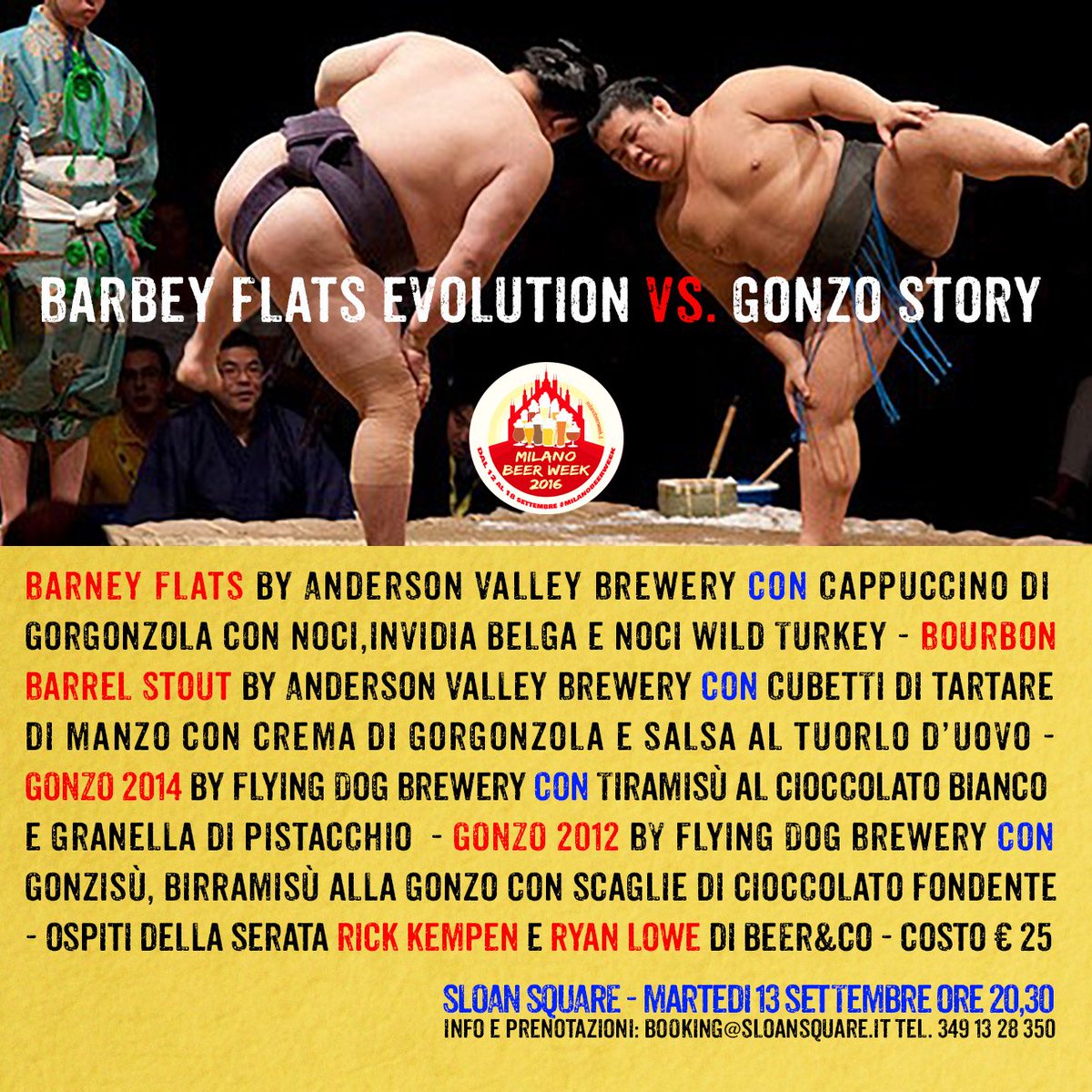 SloanSquareMI's tweet photo. #tonight @avbc Vs. @FlyingDog con menu dedicato #MilanoBeerWeek2016 #craftbeerhour #restaurant #Milan @RickKempen https://t.co/fHNrjGdUzS
