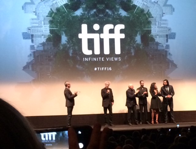 Jim Jarmusch, Adam Driver and Golshifteh Farahani on stage at North American premiere of PATERSON at TIFF !