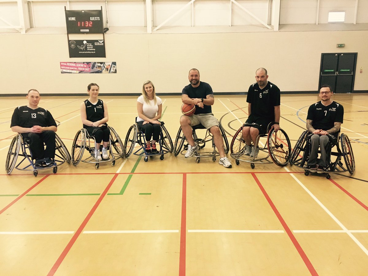 PH_Sports's tweet photo. Great morning with @Peterdarrant and @Hazelpude from @MadeinTyneWear doing all things #WheelchairBasketball ! https://t.co/tf3Db5CvDx