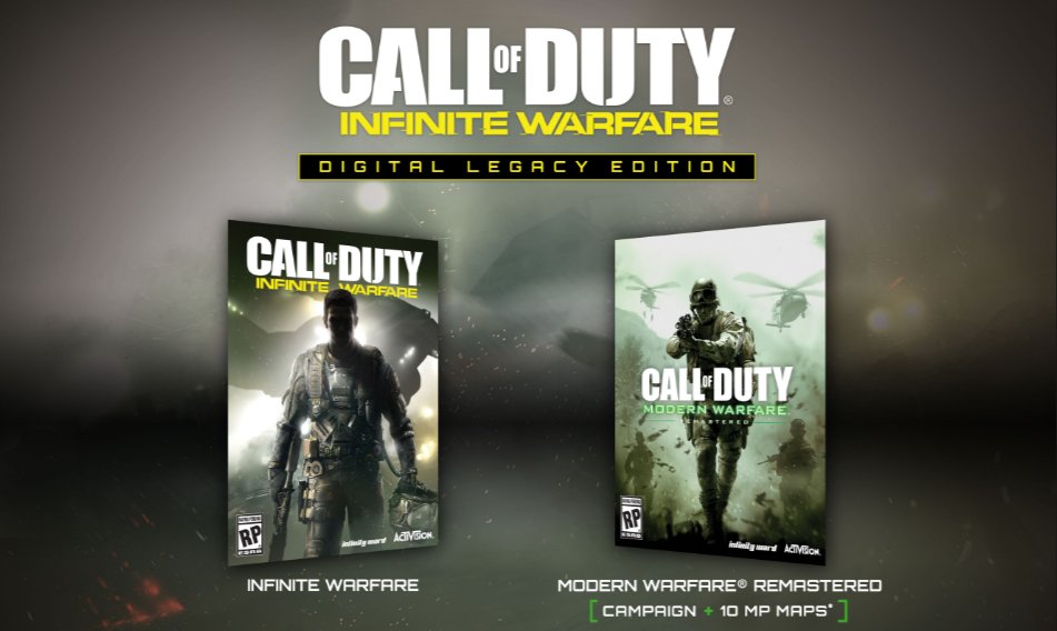 Momo's tweet image. RT + Follow - @PhilWhi7 

Announced 30.09.16 

Infinite Warfare + Modern Warfare Remastered (Legacy Edition)