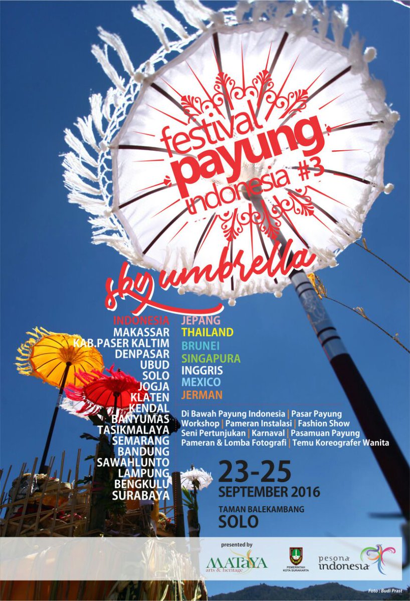 bellaboloboloo's tweet photo. FESTIVAL PAYUNG ZERO WASTE | 23-25 Sept 2016 @TamanBalekambang @pesonaSOLO @SoloUpdate @tentangSolo @EventSoloRaya https://t.co/bwBZfCfoFm