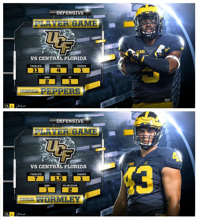 UMJumpmanFB's tweet image. Both of our defensive players of the game were all over the place! Props to @JabrillPeppers and @Chris_Wormley43