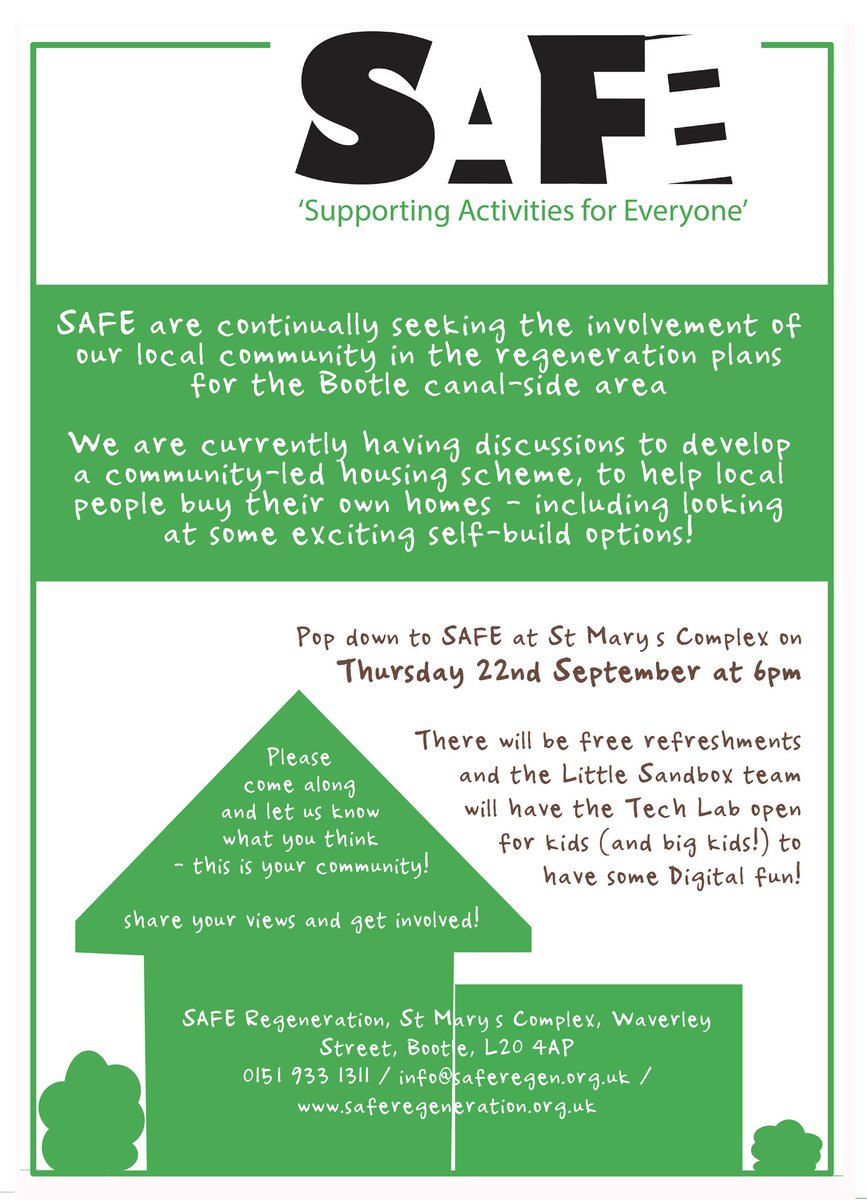 SafeGreenDream's tweet photo. Are you interested in self-build housing in Bootle? Then come along and share your views or concerns! @Peter_Dowd https://t.co/W6cmnqdc3T