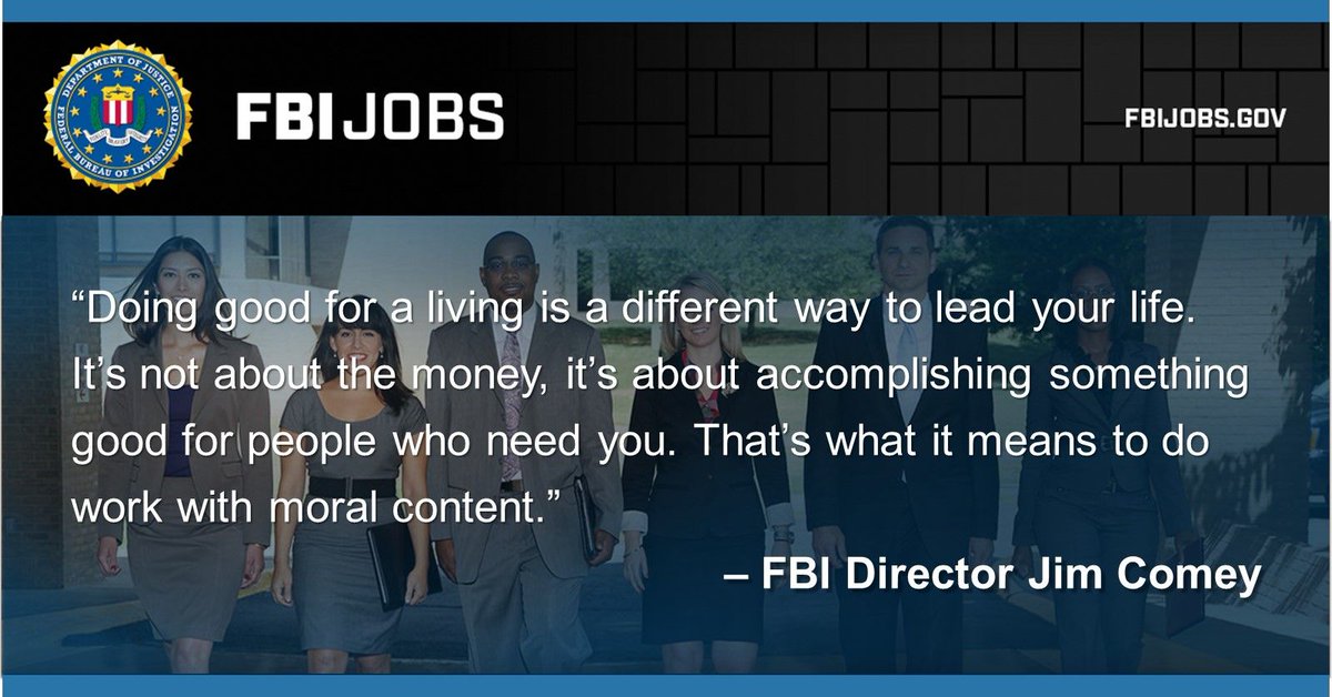 FBIJobs's tweet photo. At the FBI, you have the ability to truly make a difference. Join the mission: https://t.co/o3w4dCv5dQ #FBIJobs https://t.co/5L7L1IN8nq