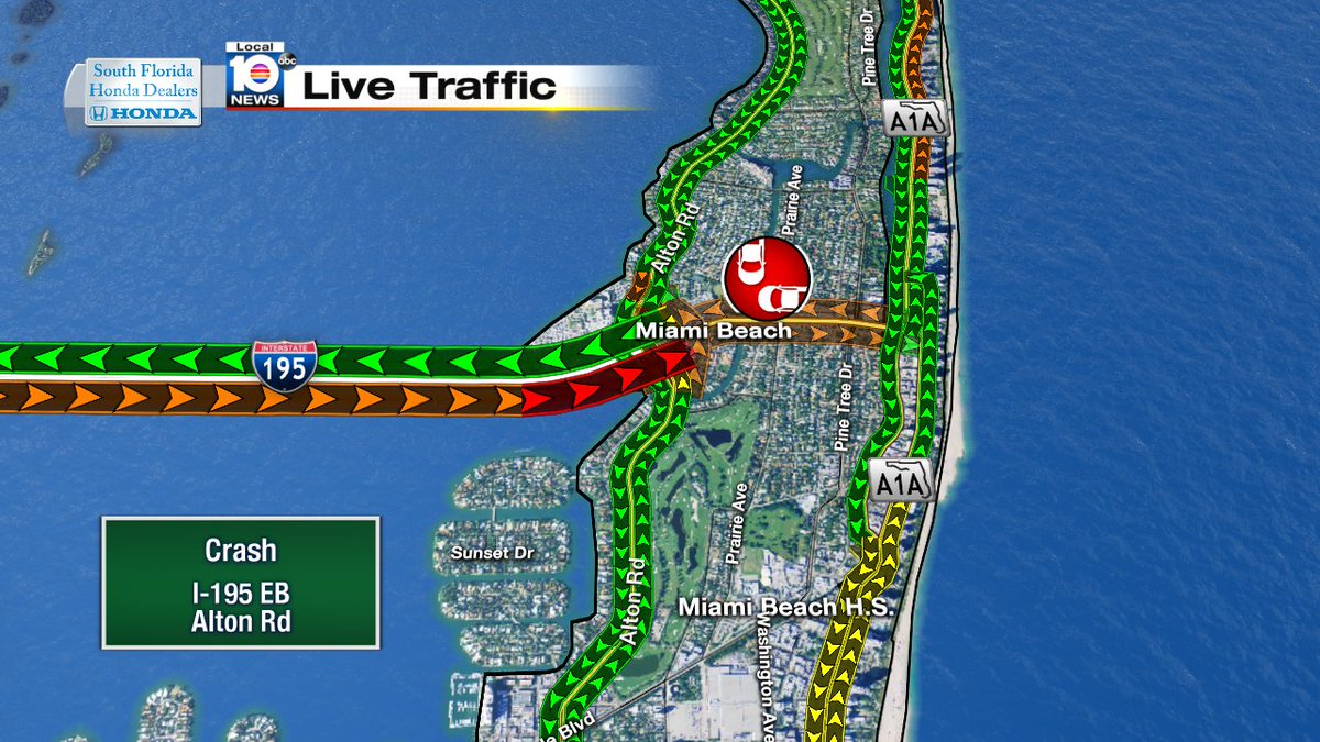 Crash on I-195 EB at Alton Rd #traffic https://t.co/uqc36MORb5