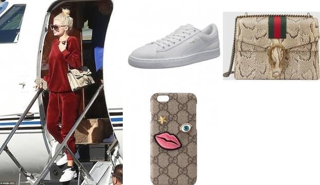 Star Style on X: Kylie Jenner wearing Puma Basket Classic Sneakers, Gucci  Embroidered Face Iphone Case and …    / X