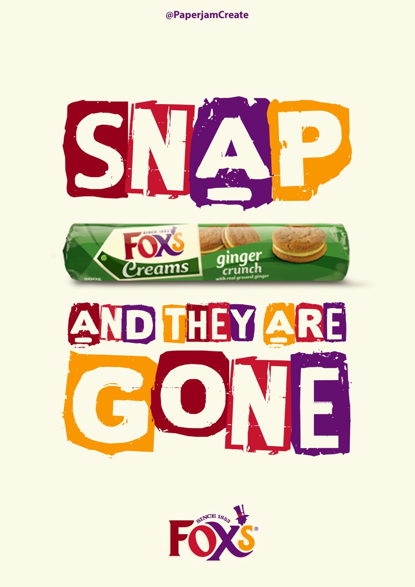 PaperjamCreate's tweet photo. Another @OneMinuteBriefs idea for @foxs_biscuits to #advertise #Gingerbread "snap and they're gone" #GingerCrunch https://t.co/VPNKexB65p