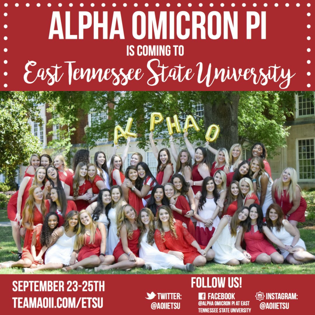 ETSUAlphaXi's tweet photo. Join us in welcoming Alpha Omicron Pi into our Panhellenic community! https://t.co/doq2W9WXIR