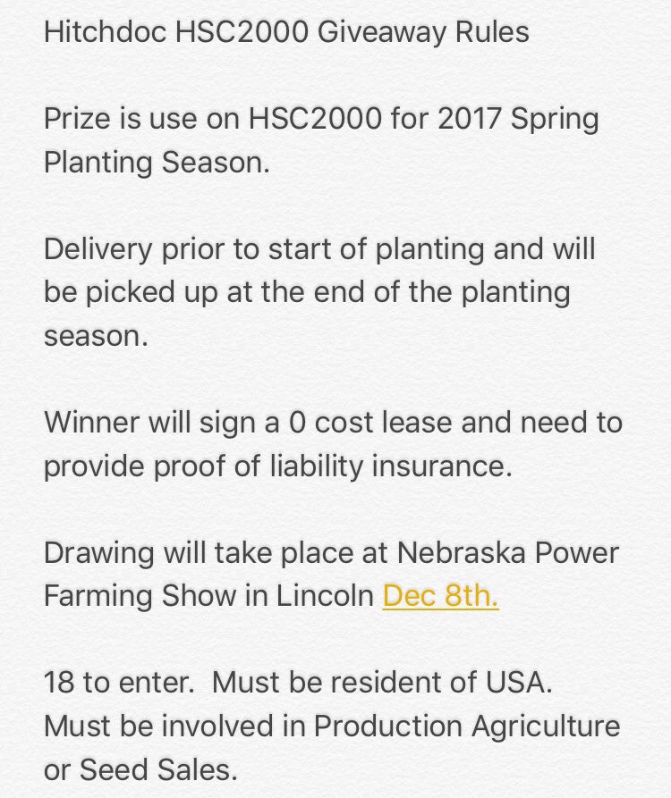 SiekerSales's tweet photo. Stop by #Hitchdoc Booth 255 to win use of HSC2000 2 Box #TravisSeedCart for #plant17 @HHDays #rt to enter #SeeRules https://t.co/WNcke3CZMS