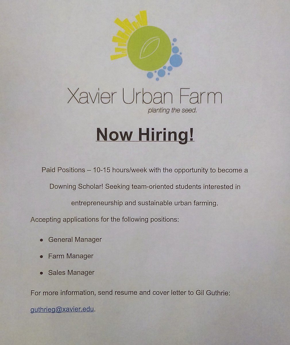 XavierFarm's tweet photo. We're hiring! Interested in entrepreneurship and sustainable urban farming? Apply today! https://t.co/d3DZmymHJE