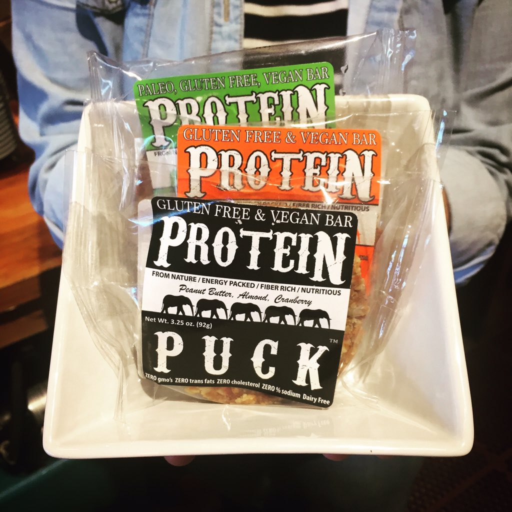 TRIOcraftcoffee's tweet photo. New grab and go item! The @proteinpuck is a Gluten free, non GMO, protein filled option for breakfast or a snack! https://t.co/eLqJdnPPyV