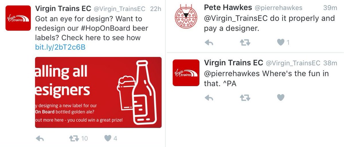 BenIllustrator's tweet photo. YAY! No-one has to pay for @Virgin_TrainsEC tickets anymore! Because "where's the fun in that?" (cc @pierrehawkes) https://t.co/0WJi2QM8mk
