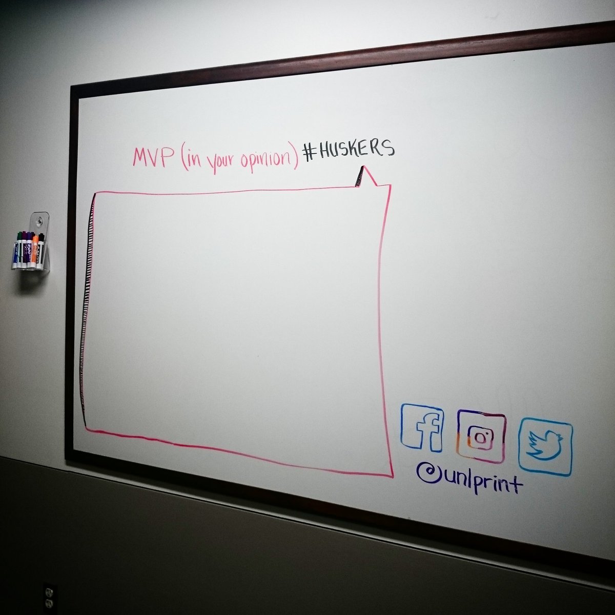 unlprint's tweet photo. #Huskers #mvp - who is YOUR #player of choice?

#Office #whiteboard #fun #gohuskers #unlprint #UNL #LNK https://t.co/AP5EyLWsBq