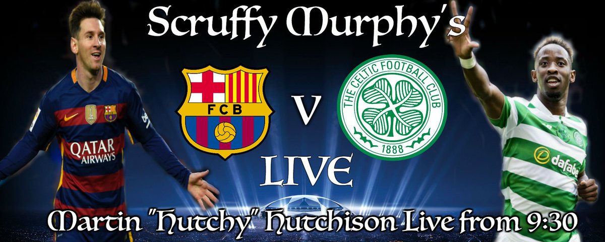 ScruffyMurphy88's tweet photo. CELTIC V Barcelona LIVE @ Scruffy Murphy's

Live music from Martin "Hutchy" Hutchison straight after the game! https://t.co/bO9bXmcNJf