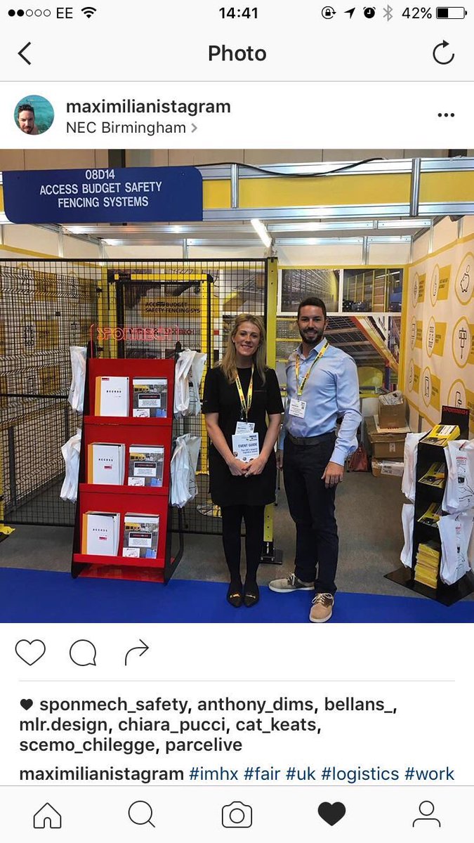 Sponmech_Safety's tweet photo. At #IMHX2016 with @accesssafety1 😊 #IMHXexhibition #safetyfencing #automationguards #team #work https://t.co/rM1qgr0NpS