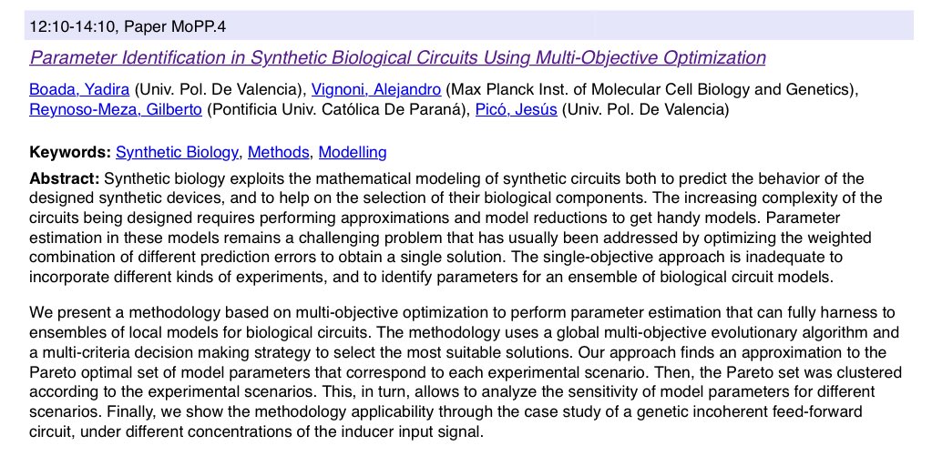 gilreyme's tweet photo. We'll participate in the #FOSBE2016 conference:
#MultiObjective #Optimization #SynBio
@J_PicoMarco https://t.co/ymuSh8qMKC