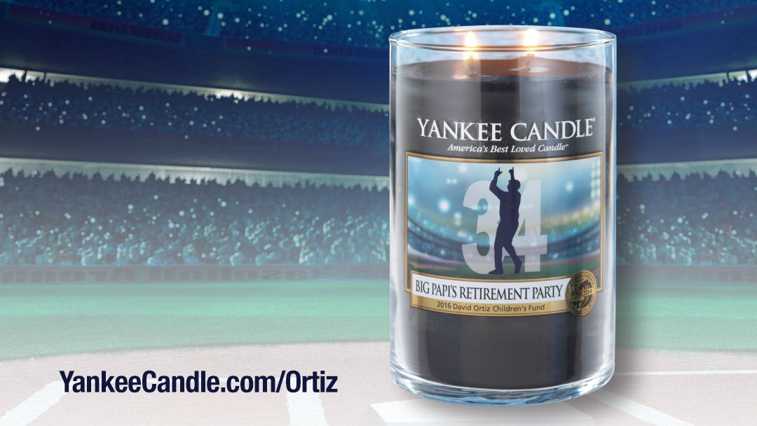 TheYankeeCandle's tweet photo. We're joining Big Papi's retirement party with a limited edition @DavidOrtizFund candle: https://t.co/Qmws4lD8UD ⚾️🔥 https://t.co/SaUBRR018Y