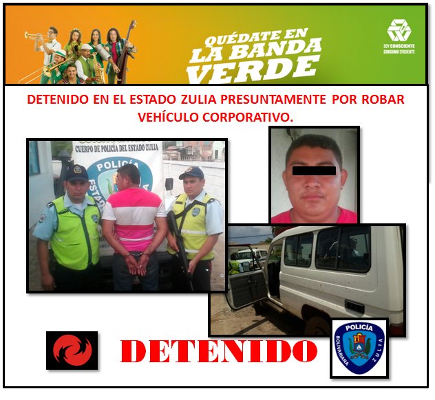 CORPOELECPyP's tweet photo. DETENIDO EN EL ESTADO ZULIA @LMOTTAD @PyDelta @CorpoelecCOJ @CorpoelecPyPTRU @Pyporientecorp @PyPGuayana https://t.co/q1v9QckYlm