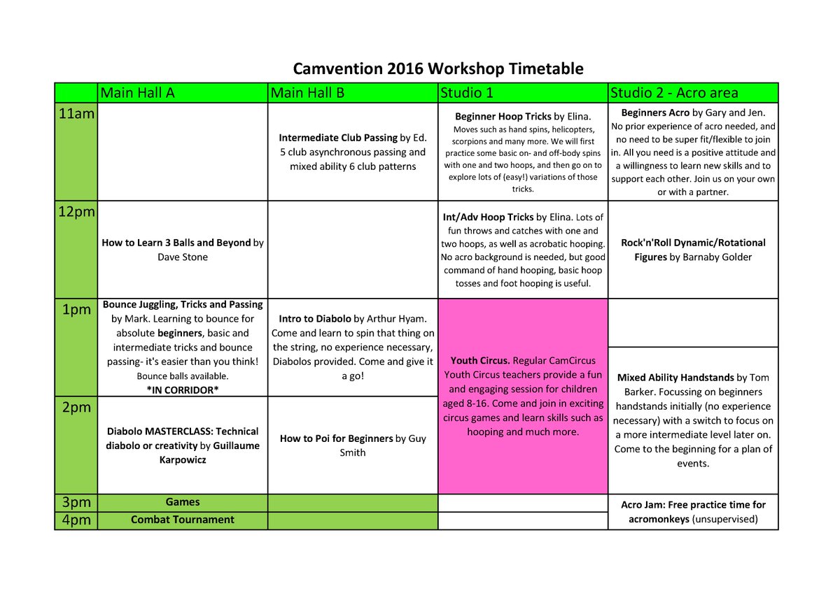 Camvention's tweet photo. @Camvention workshops are out!  Beginner partner rock 'n' roll/hooping/diabolo masterclass/handstands/lots more! https://t.co/twDOuXVqXj