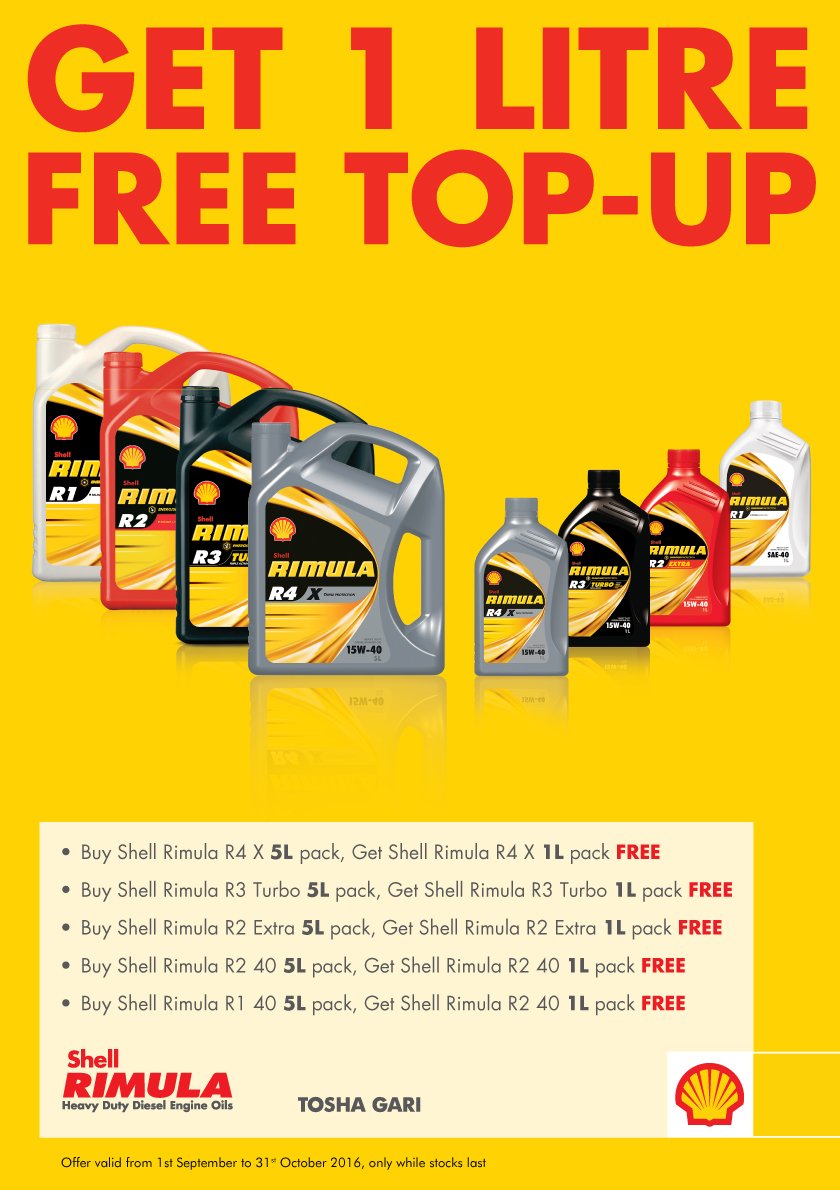 Vivo Energy Kenya on Twitter "Get a FREE top up of Shell Rimula 1