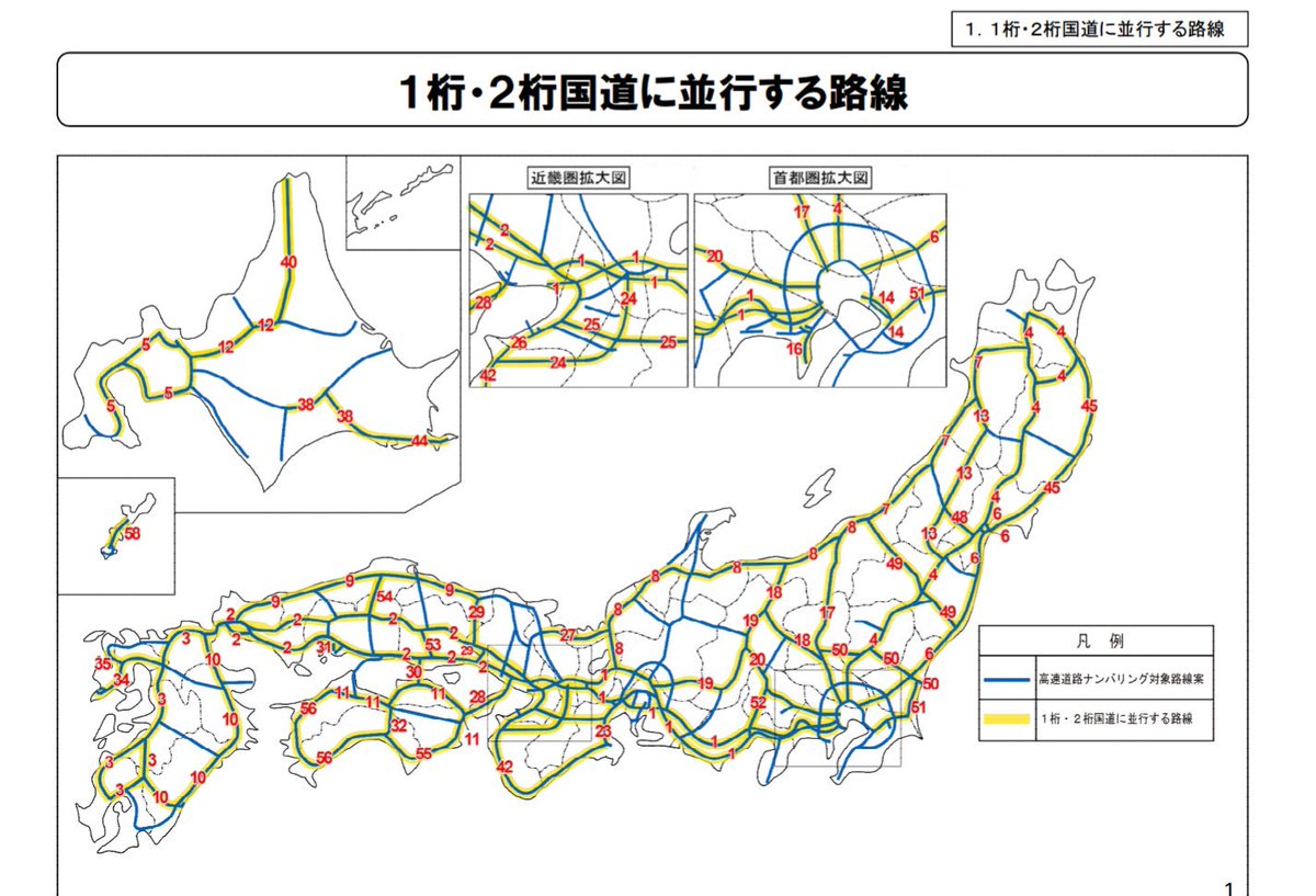 まーちゃん 趣味系アカ 活動縮小 高速道路の付番方法を具体的に表すと 1桁または2桁国道に並行する路線 新東名 新名神 中国道はそれぞれ東名 名神 山陽道の並行路線扱い R3 R5は先行整備区間優先 既存の国道並行区間はaつける 環状道路は別