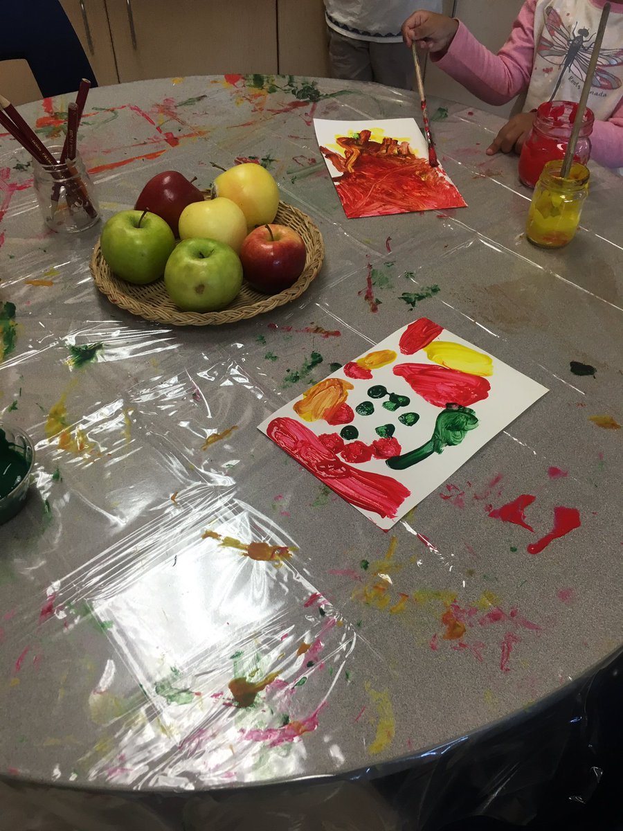 mrsbince's tweet photo. We are working on observational art this week using apples! #fallisonitsway @LarkspurPS https://t.co/mTq7tvPF97