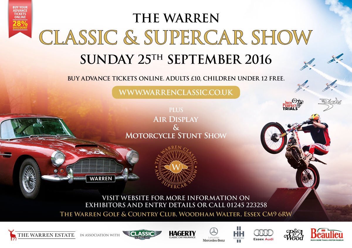 I'm about to get the latest details of <a href="/WarrenClassic/">The Warren Classic</a> next <a href="/BBCEssex/">BBC Essex</a>. #classiccars #supercar #Essex #Motorshow