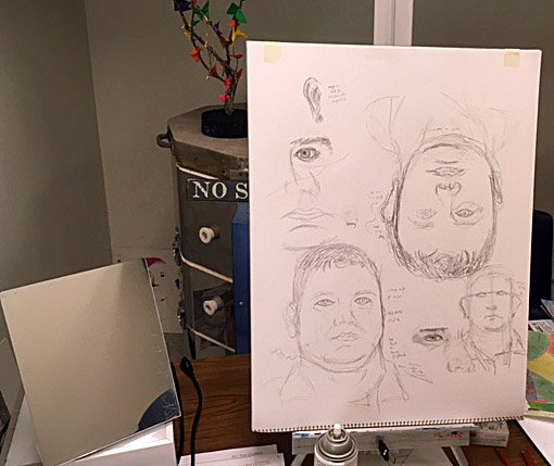 HHS9Art's tweet photo. Warmups with graphite; need to change the angle a little, but progress made! #selfpotrait #charcoal @claralieu https://t.co/JmAJY4MsvY