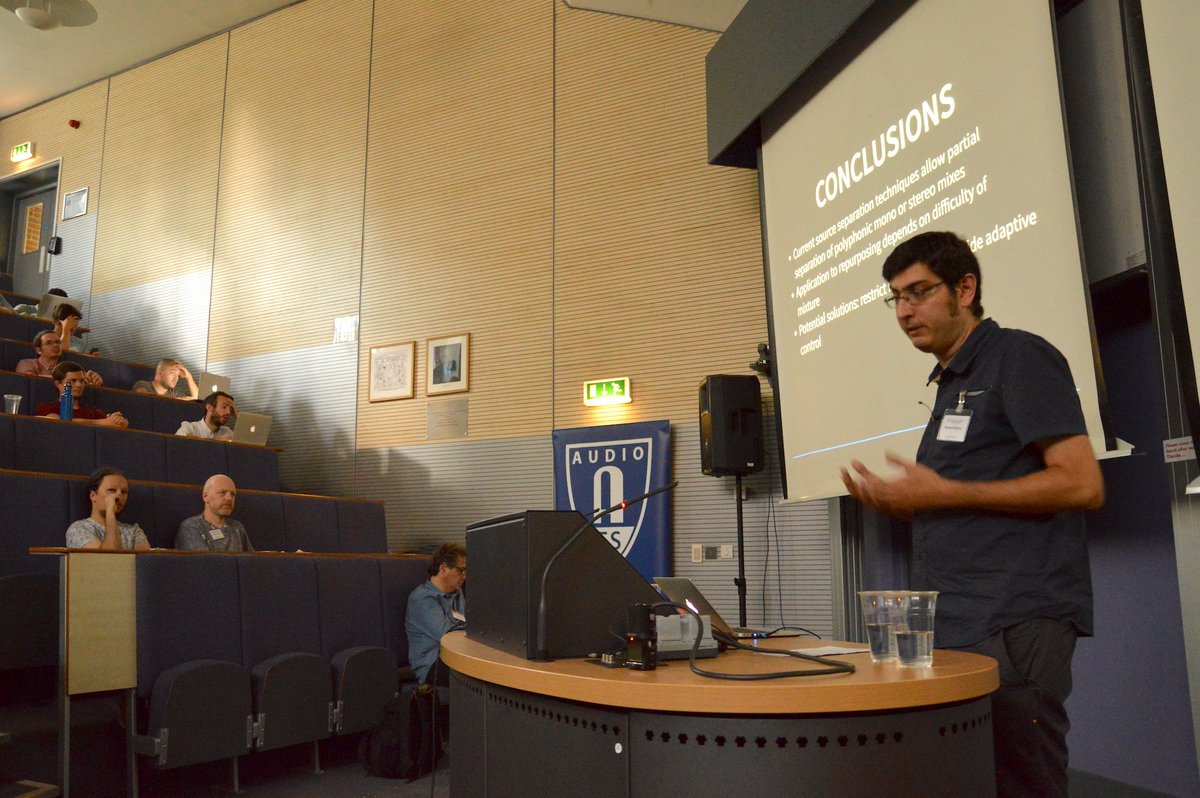 aesuksection's tweet photo. Gerard Roma presents work: #Music #remixing and #upmixing using source separation #wimp2 @UniOfSurrey @markplumbley https://t.co/HuhhYtZXiL