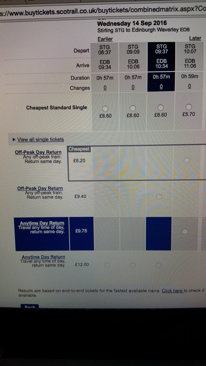 Duncanana's tweet photo. @ScotRail Could you please explain why I cant get a 9.37am (off peak) train on the £9.75 anytime day return ticket? https://t.co/3VUydbIxGr