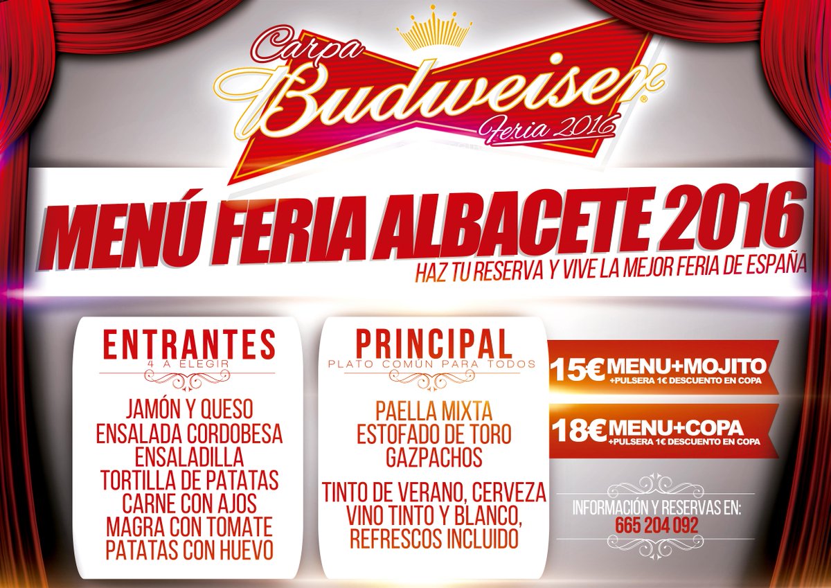 Carpa_Budweiser's tweet photo. Aún puedes hacer tu reserva y comer en Feria en nuestra Carpa. Aprovecha nuestro menú y haz tu reserva. Te esperamos https://t.co/9UAxsPr5vI