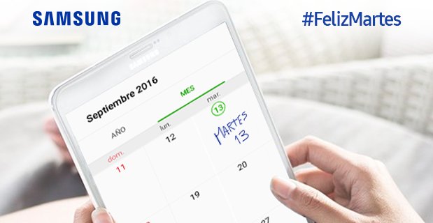 SamsungChile's tweet photo. ¡Convierte este #Martes13 en un #FelizMartes! Haz RT y participa por un premio sorpresa. https://t.co/9Kz93y1foC