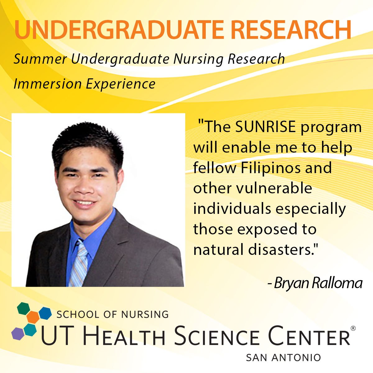 UTHSCSA Nursing (@son_uthscsa) on Twitter photo Bryan Rollama wants to learn more about his future as a #RN with #UTHSCSA SUNRISE program, <a href="/usedgov/">U.S. Department of Education</a> Title V grant. Bryan Rollama wants to learn more about his future as a #RN with #UTHSCSA SUNRISE program, <a href="/usedgov/">U.S. Department of Education</a> Title V grant.