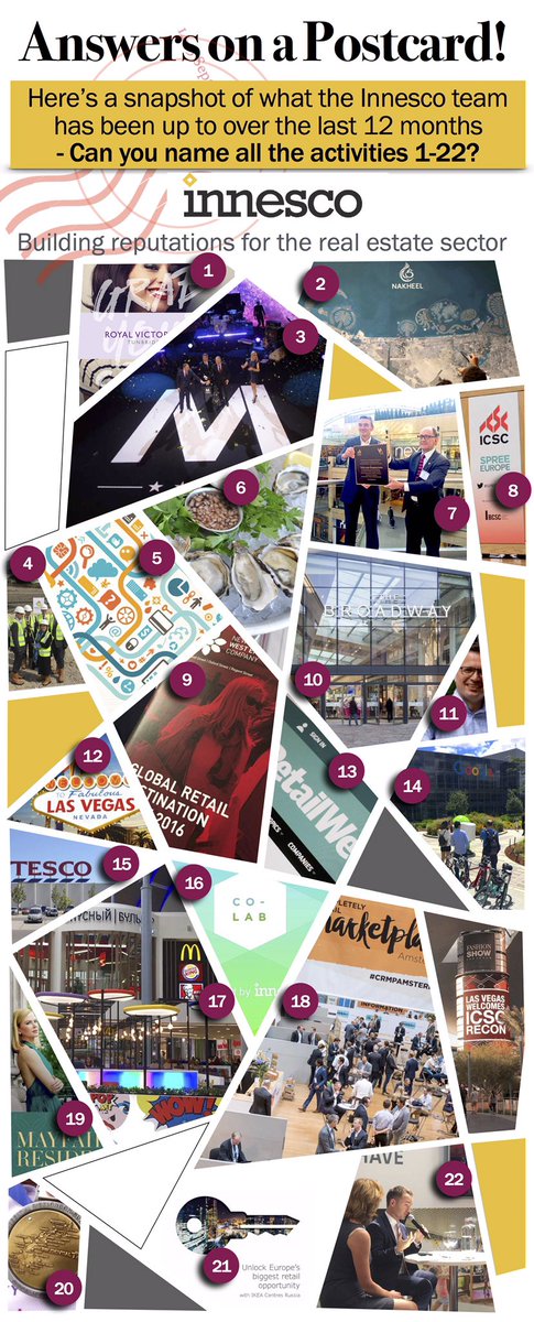 Inn_Tweets's tweet photo. Answers on a Postcard! This collage shows our many achievements this last year. Can you name them? #InnescoPostcard https://t.co/x2ZRBCR8Ez