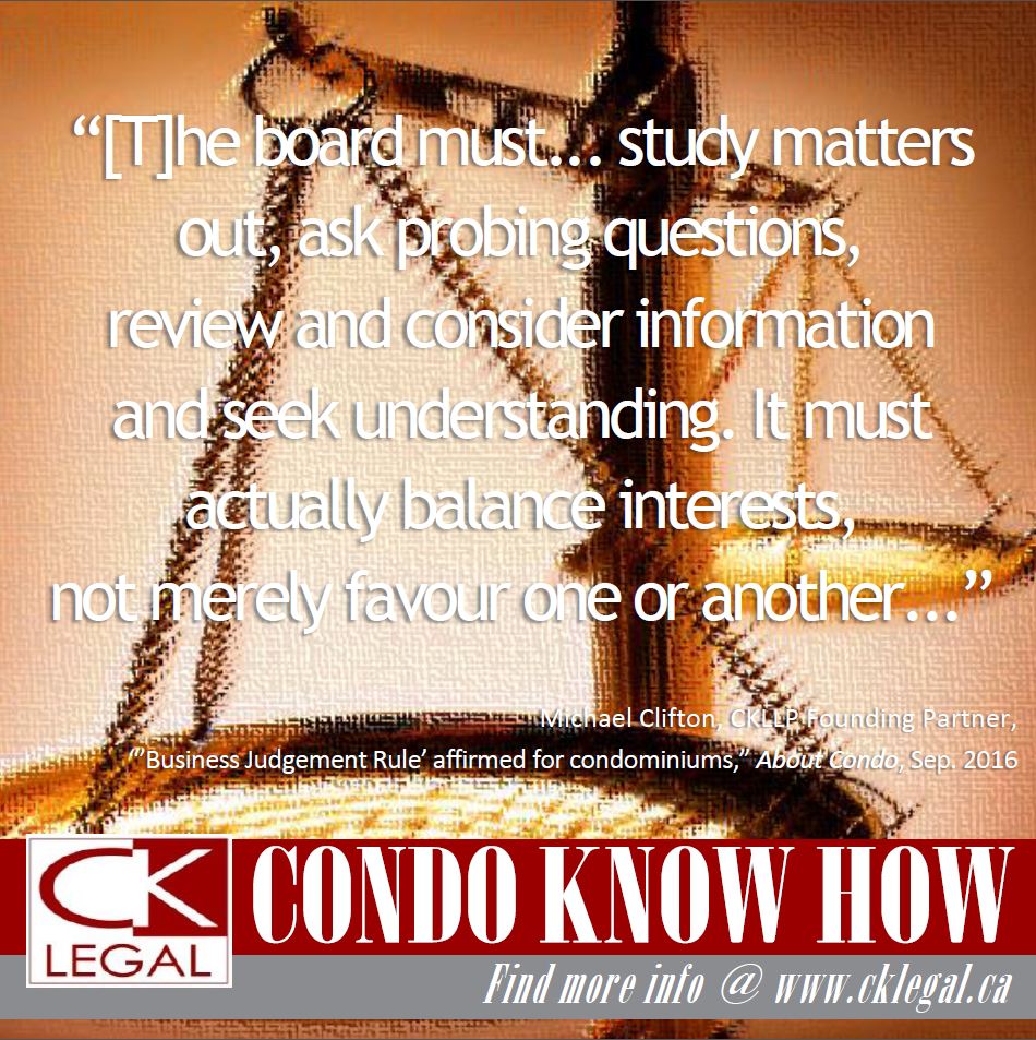 CliftonKokLLP's tweet image. A good #condo board performs an impressive balancing act. #cklegal #CondoKnowHow