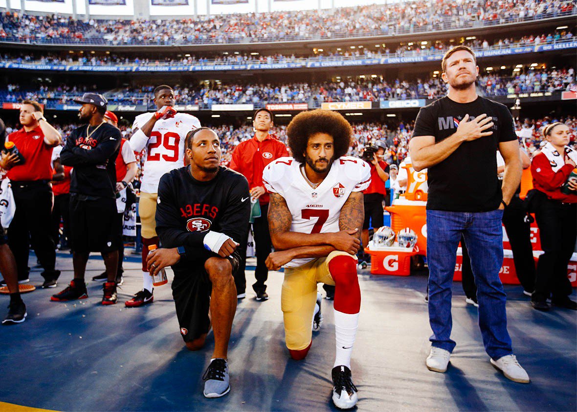 Slate's tweet image. Colin Kaepernick’s critics called him an idiot. Who’s the idiot now? slate.me/2ctapPf