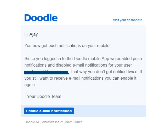 Nice bit of #UX from <a href="/doodletweet/">Doodle</a>. They disable email notifications when push notifications are enabled.