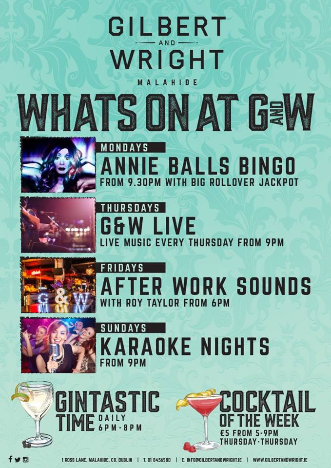 GW_Malahide's tweet photo. Have a #GintasticTime here at Gilbert and Wright Malahide daily 6-8pm... #g&amp;t #bar #cocktailbar #drinks #gin https://t.co/utw4vbBLLa