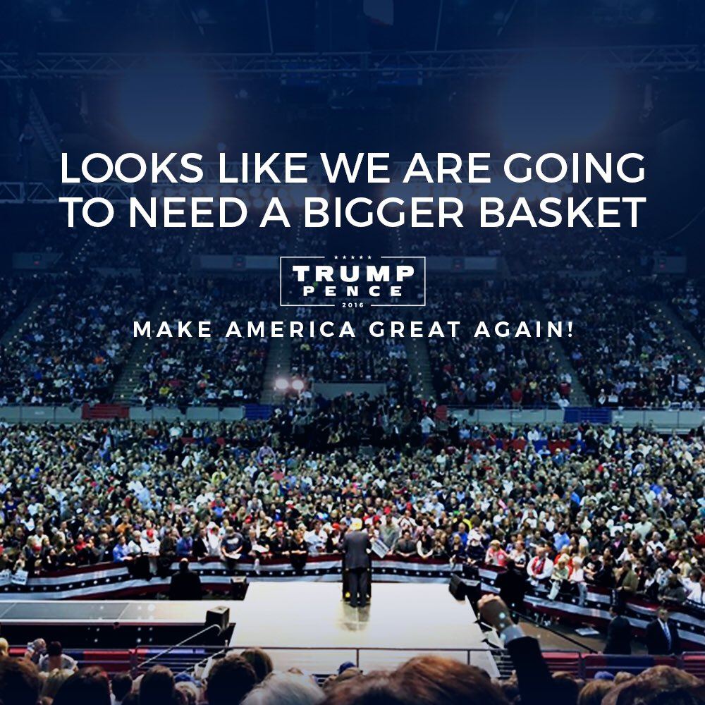 TheReporterUSA's tweet photo. Hillary’s Going to Need a Bigger Basket — MASSIVE CROWD at Trump NC Rally https://t.co/uq803BcaYL https://t.co/LDqJoUz7bR