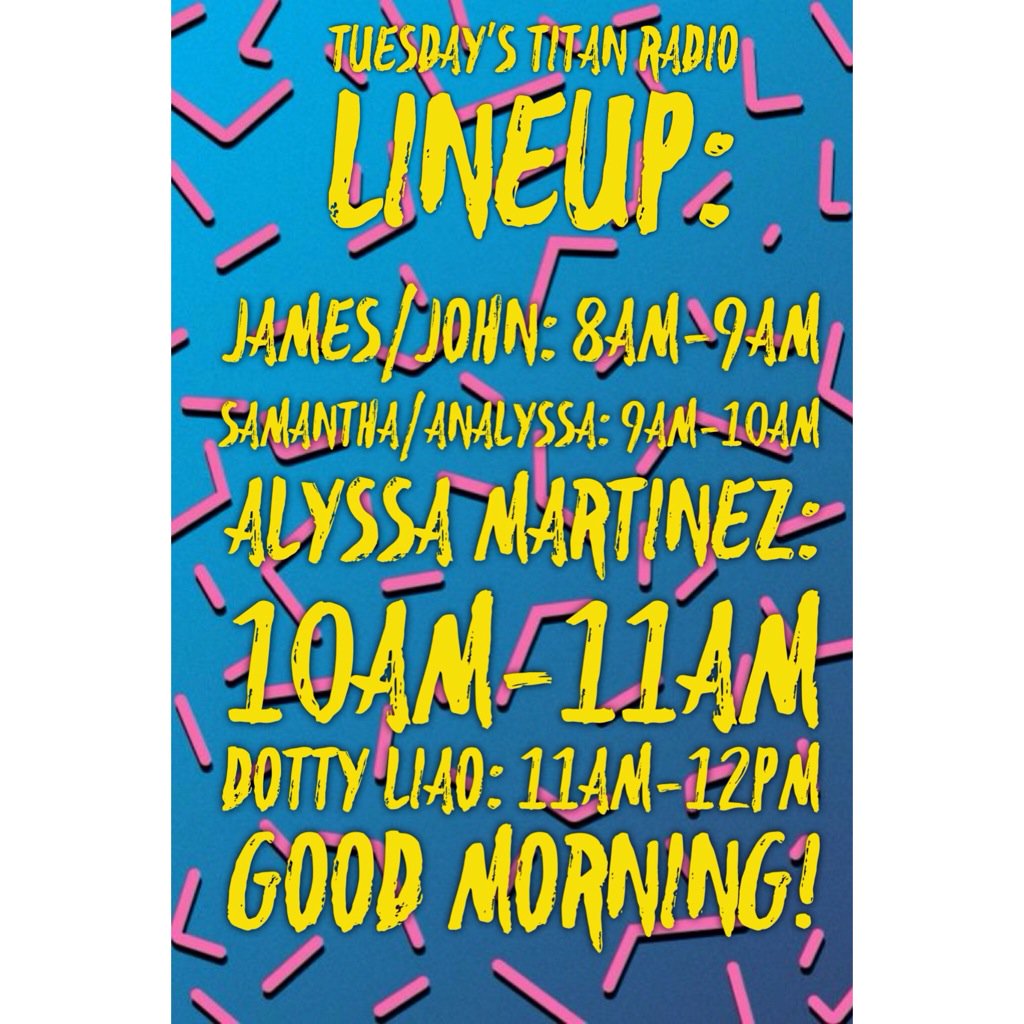 titanradio's tweet photo. Start the #AM right with our #Tuesday Morning DJ's 💥
#titaninternetradio #titanradio 
#yourmorningboost https://t.co/u6hAQPSiWy