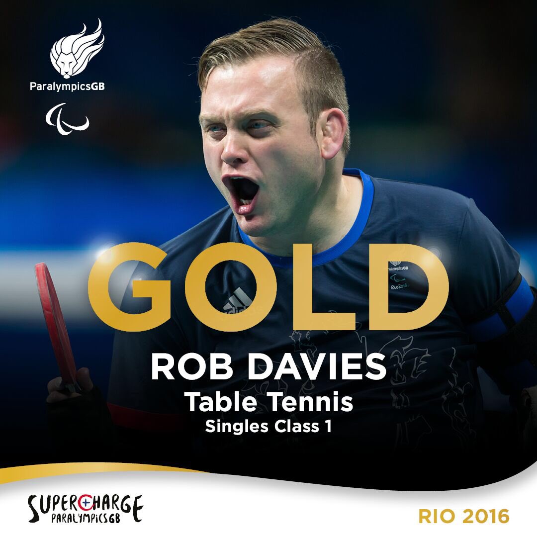 #GOLD

<a href="/robbie_tt/">Rob Davies</a> makes it 2 for our #TableTennis team! 🏅🏅

#Supercharge🇬🇧