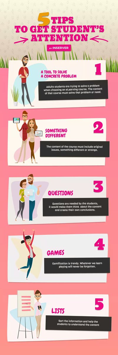 inelearning's tweet photo. 5 tips to get students' attention, by #inserver #elearning #weareinserver https://t.co/2EIN8FQivq